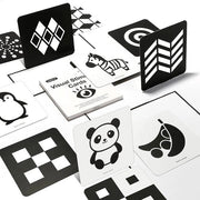 Giocattoli Sensoriali per Bambini, Carte in Bianco e Nero per Neonati, Giocattoli per lo Sviluppo, Stimolazione Visiva, Apprendimento, Attività per 0-3 Mesi, 40 Pagine, 14 x 14 cm, Regalo Pedagogico per Bambini