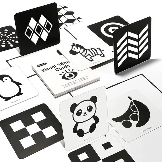 Giocattoli Sensoriali per Bambini, Carte in Bianco e Nero per Neonati, Giocattoli per lo Sviluppo, Stimolazione Visiva, Apprendimento, Attività per 0-3 Mesi, 40 Pagine, 14 x 14 cm, Regalo Pedagogico per Bambini