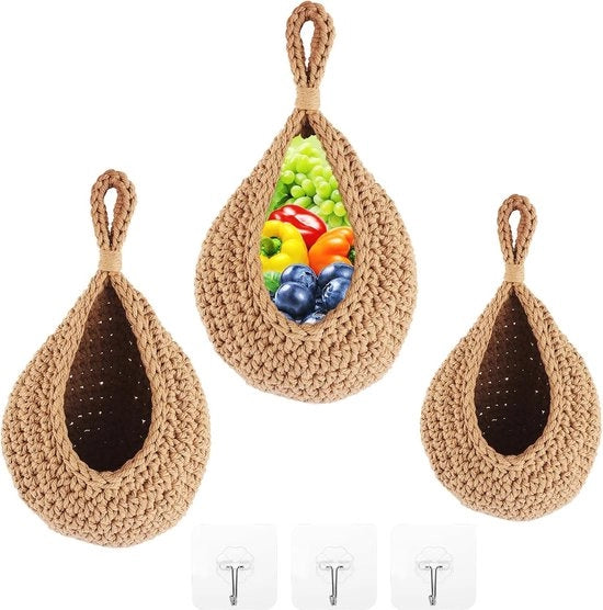 Set di mensole a muro per frutta da 3 pezzi - Organizza la cucina, la sala e la camera da letto