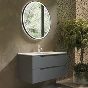 Mobile bagno sospeso 80 cm due cassetti color grigio opaco con lavabo  | Moor