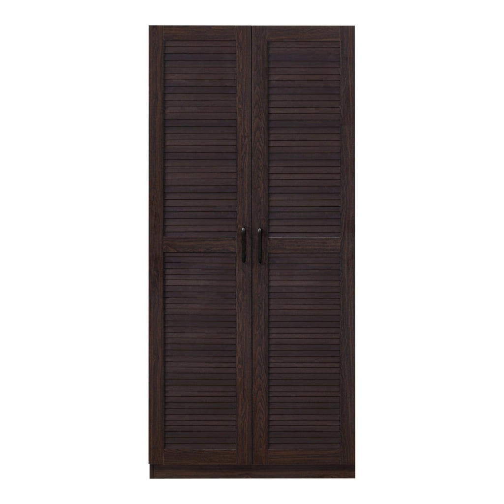 Armadio Guardaroba Finning con Ante a Persiana 176 x 80 x 52 cm Effetto Noce Scuro [en.casa]