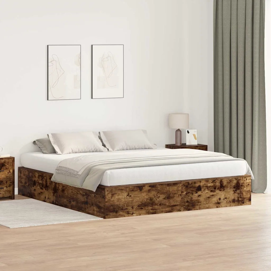 Struttura letto con contenitore Rovere fumé 200 x 200 cm 3335361