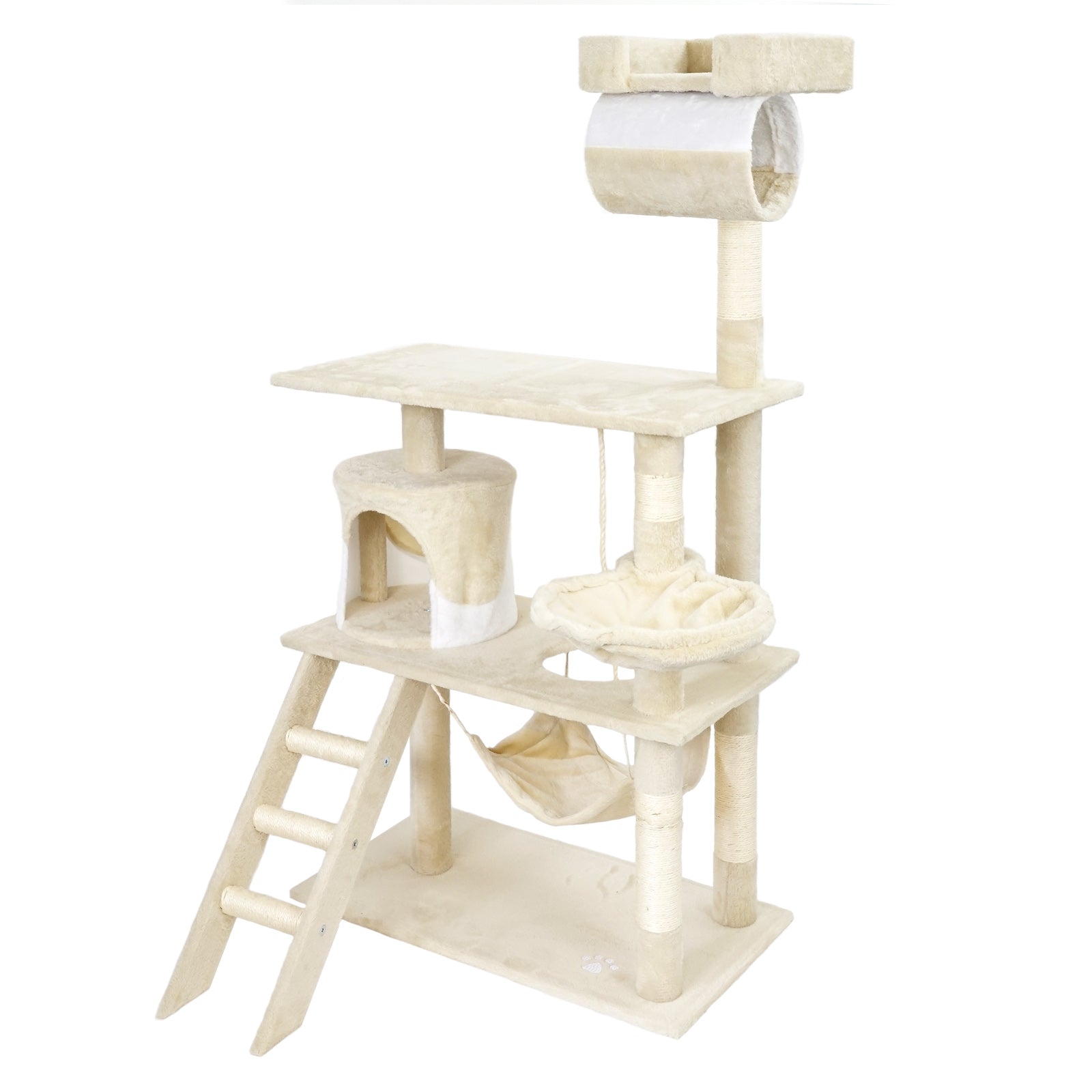 Albero tiragraffi per gatti beige/bianco 141cm per arrampicarsi Sisal