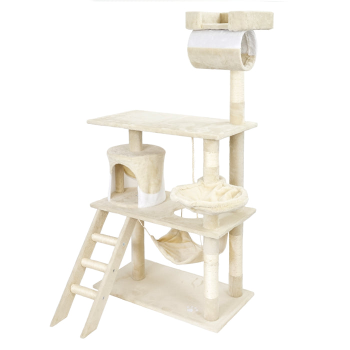 Albero tiragraffi per gatti beige/bianco 141cm per arrampicarsi Sisal