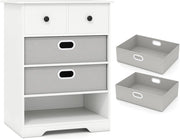 Cassettiera con 4 cassetti, armadio camera da letto, 3 armadietti semi-aperti e 2 cassetti rimovibili, mobile portaoggetti dispositivo anti-ribaltamento, per soggiorno, ufficio, 58 x 42 x 75