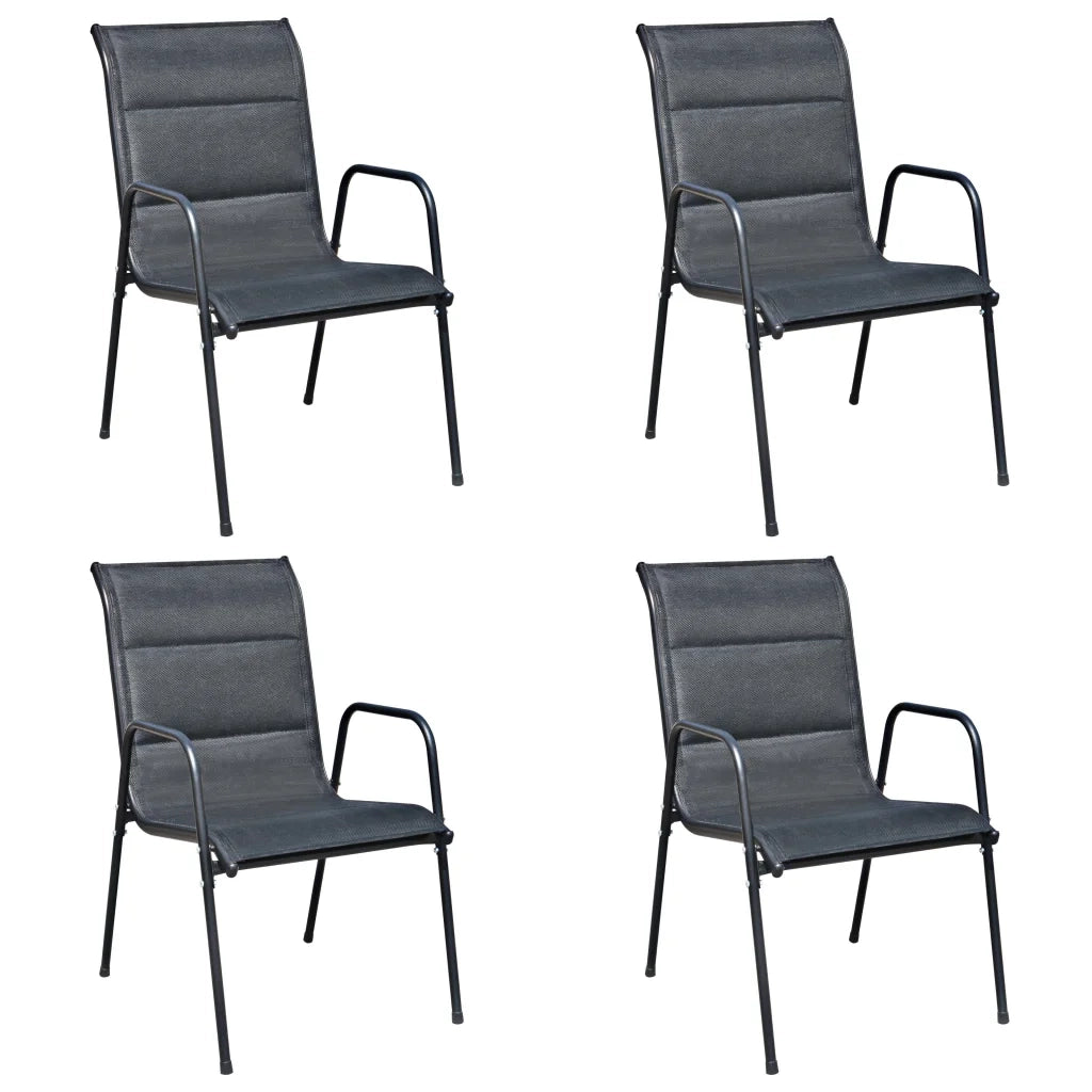 Set da Pranzo da Esterno 5 pz | Set Salotto da Giardino in Acciaio Nero