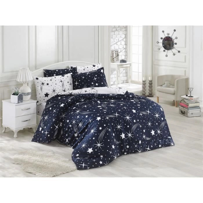 Completo letto - 1 copripiumino 220 x 240 cm + 2 federe 60 x 60 cm - 65% cotone, 35% poliestere - Bianco