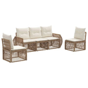 Set Divano da Giardino 5 pcs Beige e Bianco Crema polyrattan 3435375
