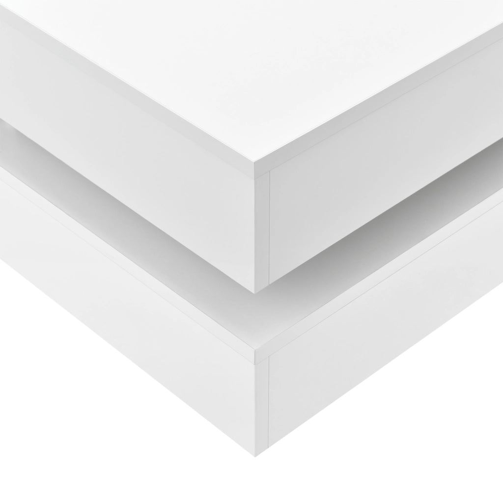 Tavolino Basso da Salotto Märsta con 4 Scomparti 75x75x36 cm - Bianco Lucido [en.casa]