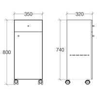 Lineabeta - Base 1 cassetti e 1 anta con ruote Runner in acciaio lucido