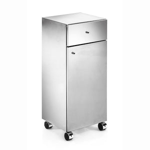 Lineabeta - Base 1 cassetti e 1 anta con ruote Runner in acciaio lucido