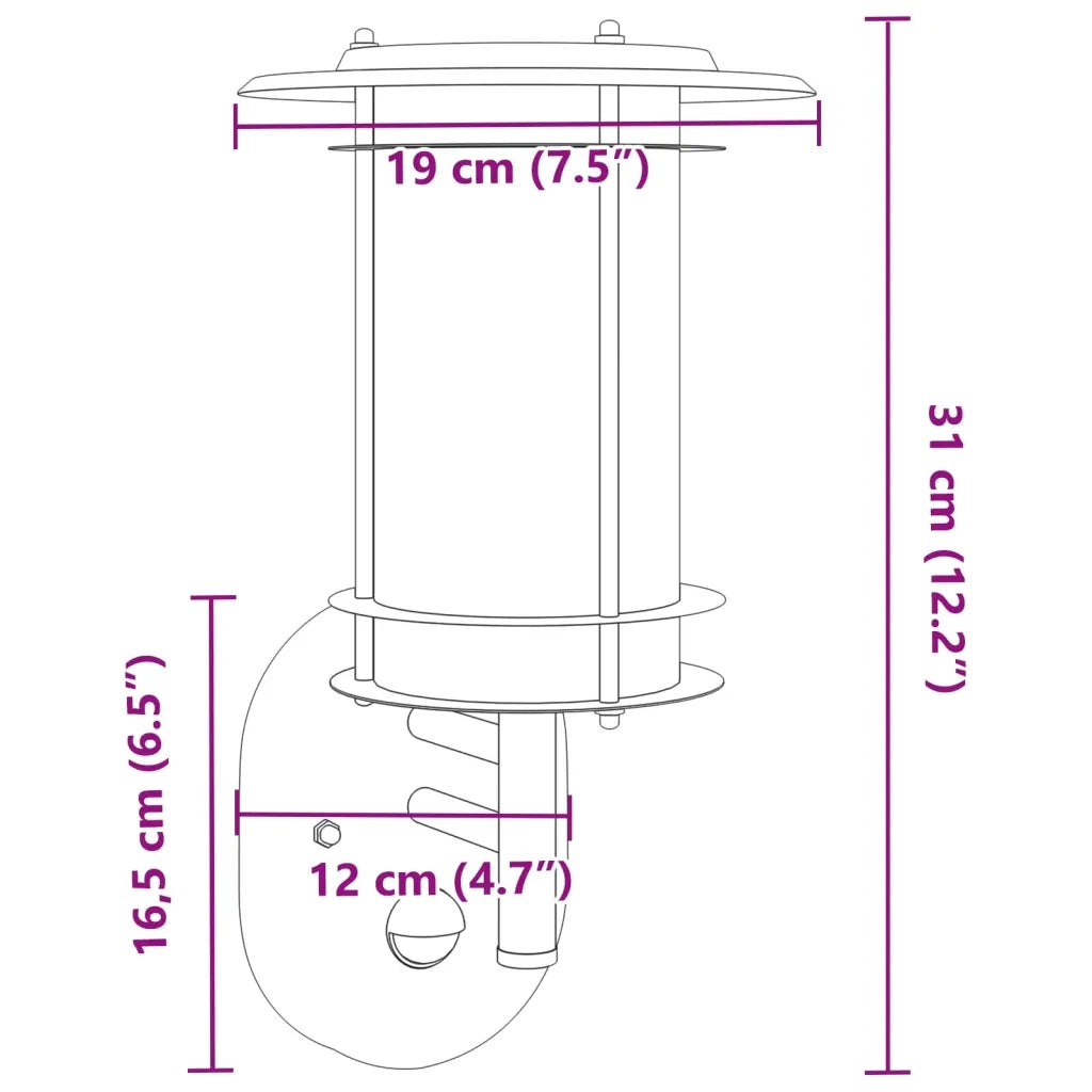 Applique da Esterno con Sensore Nera in Acciaio Inossidabile CFW9785311
