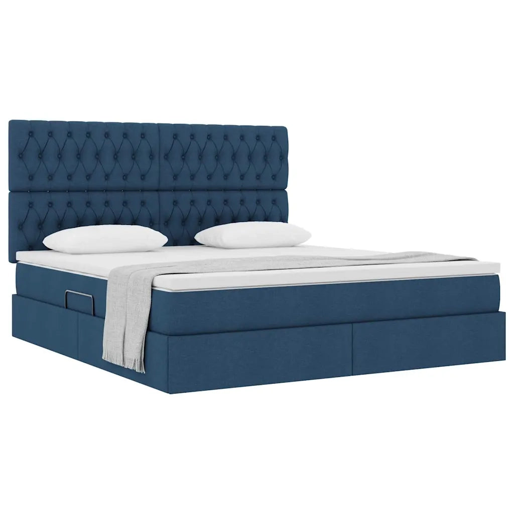 Letto con contenitore e materasso Blu 160 x 200 cm Poliestere