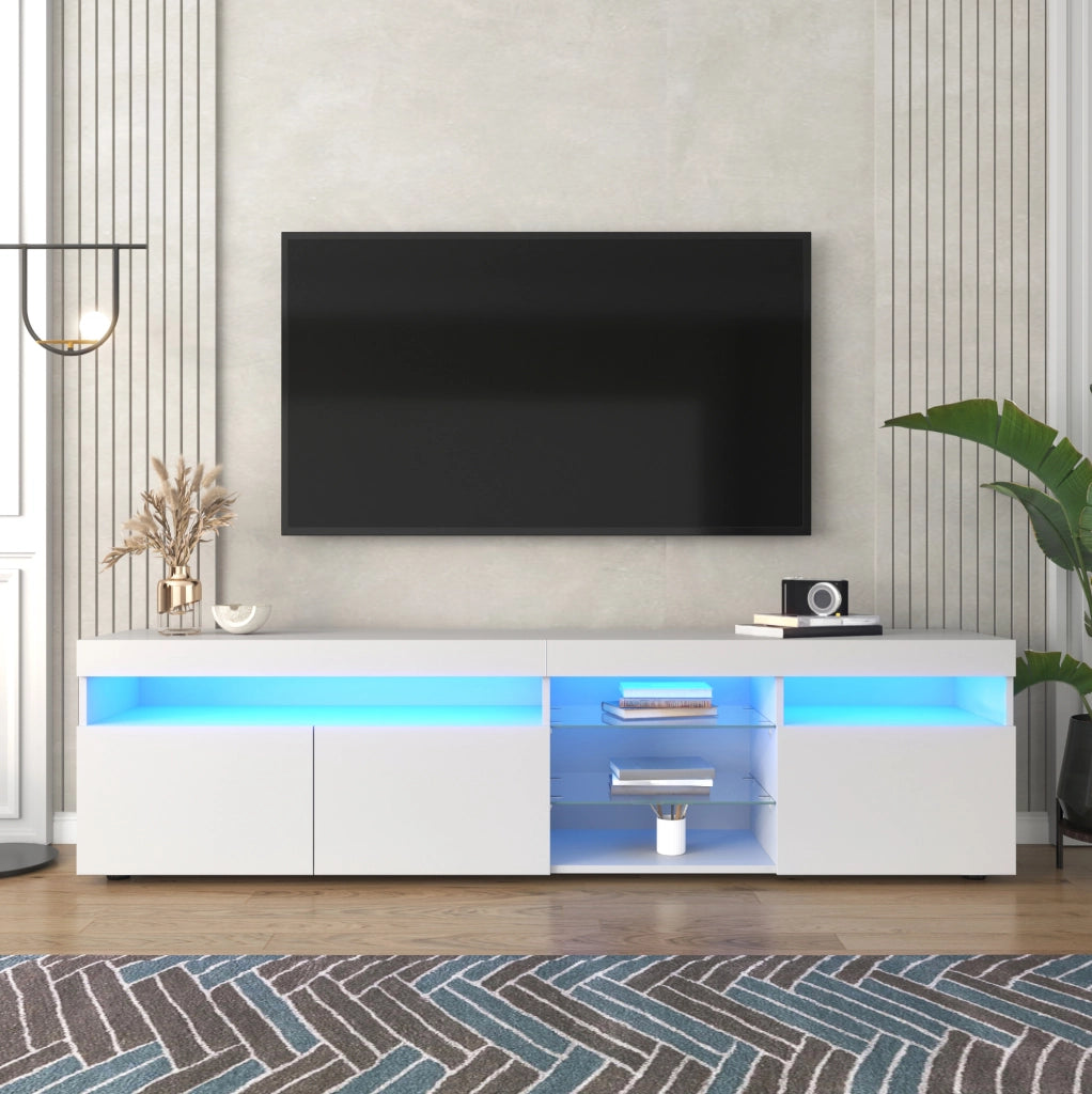 Mobile TV moderno bianco con LED variabile, 180 cm