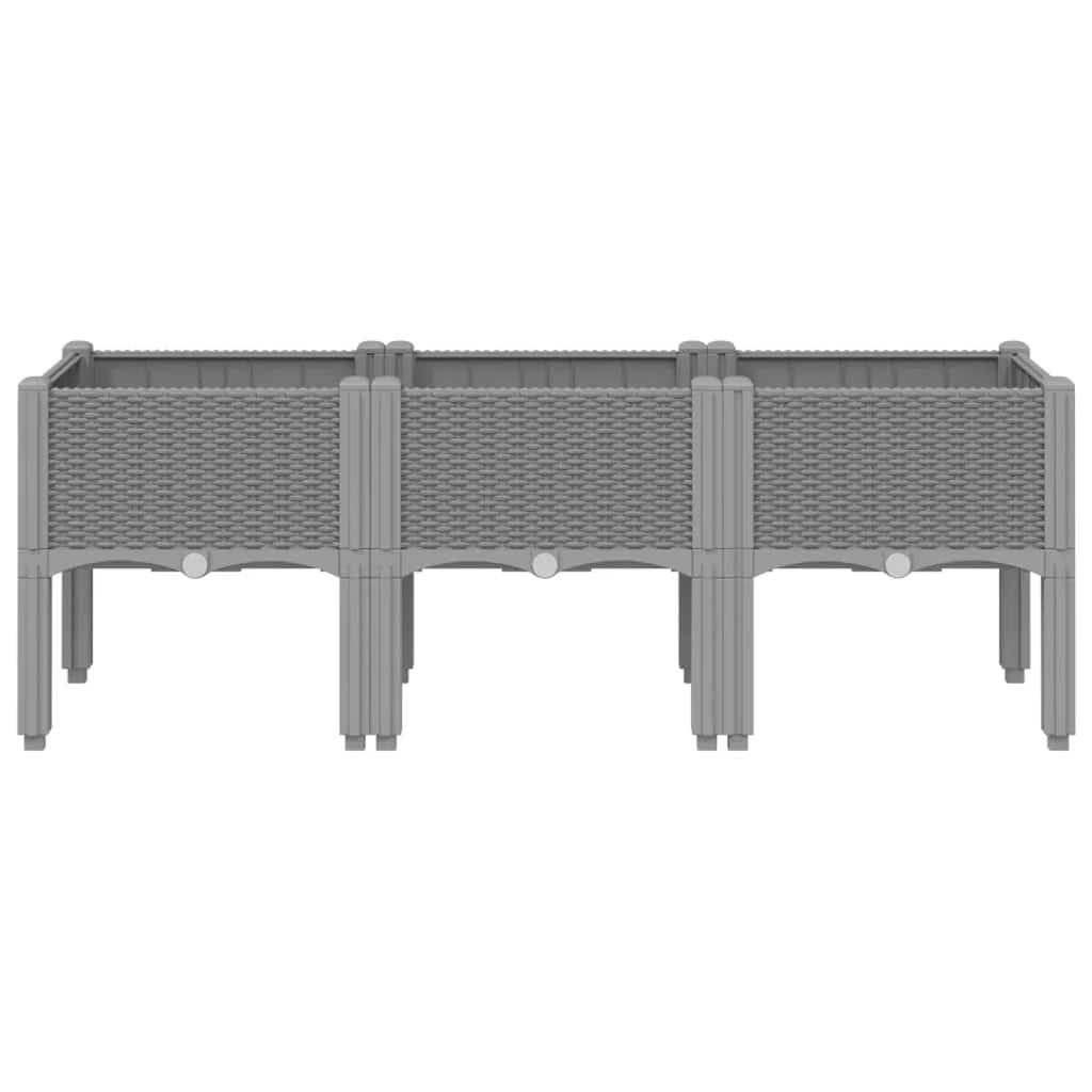 Fioriera rialzata per piante fiori e terrazze con gambe grigio chiaro 120 x 40 x 42 cm PP grigio 02_0038172