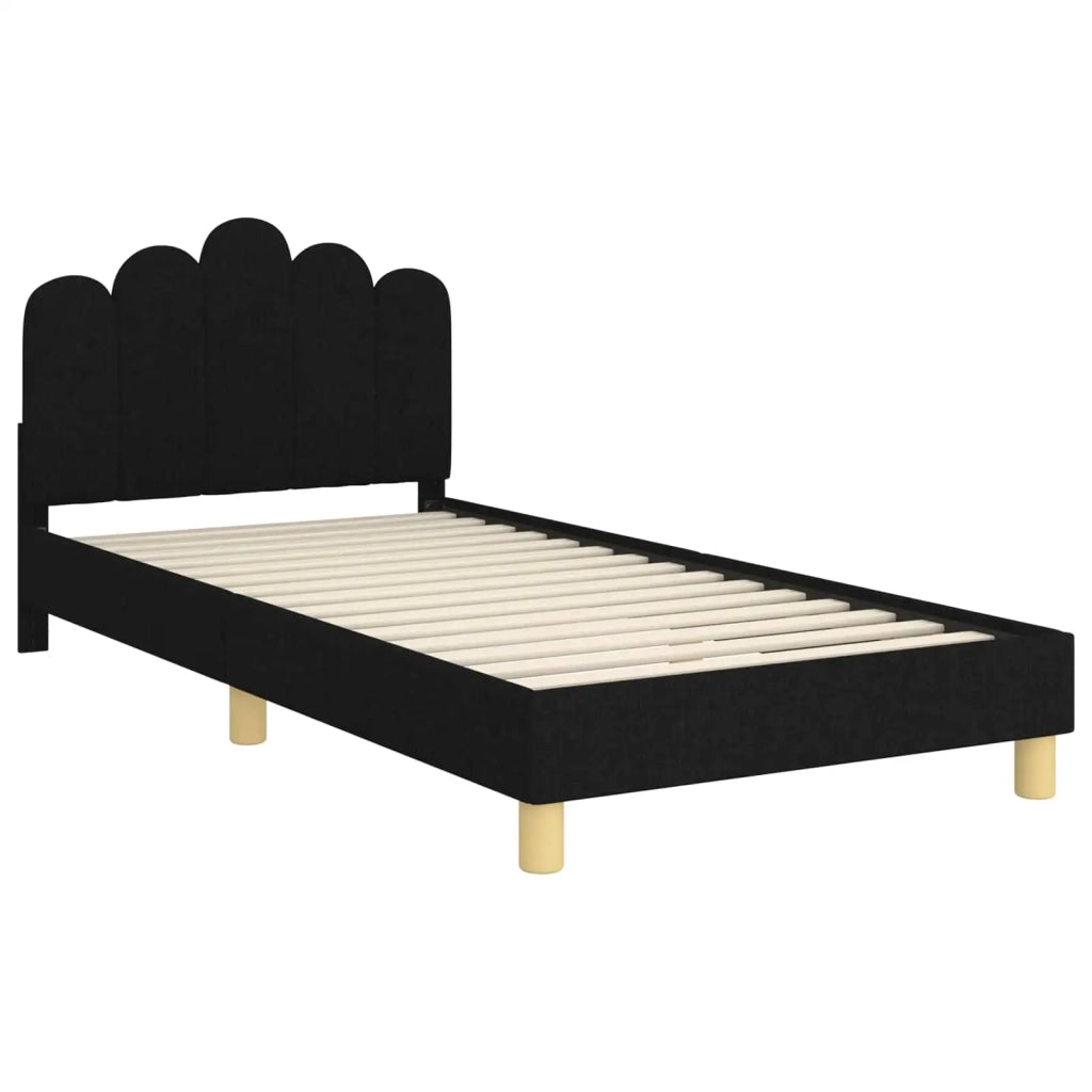 Struttura letto bambini con testata Nero 90 x 200 cm Tessuto 42011061
