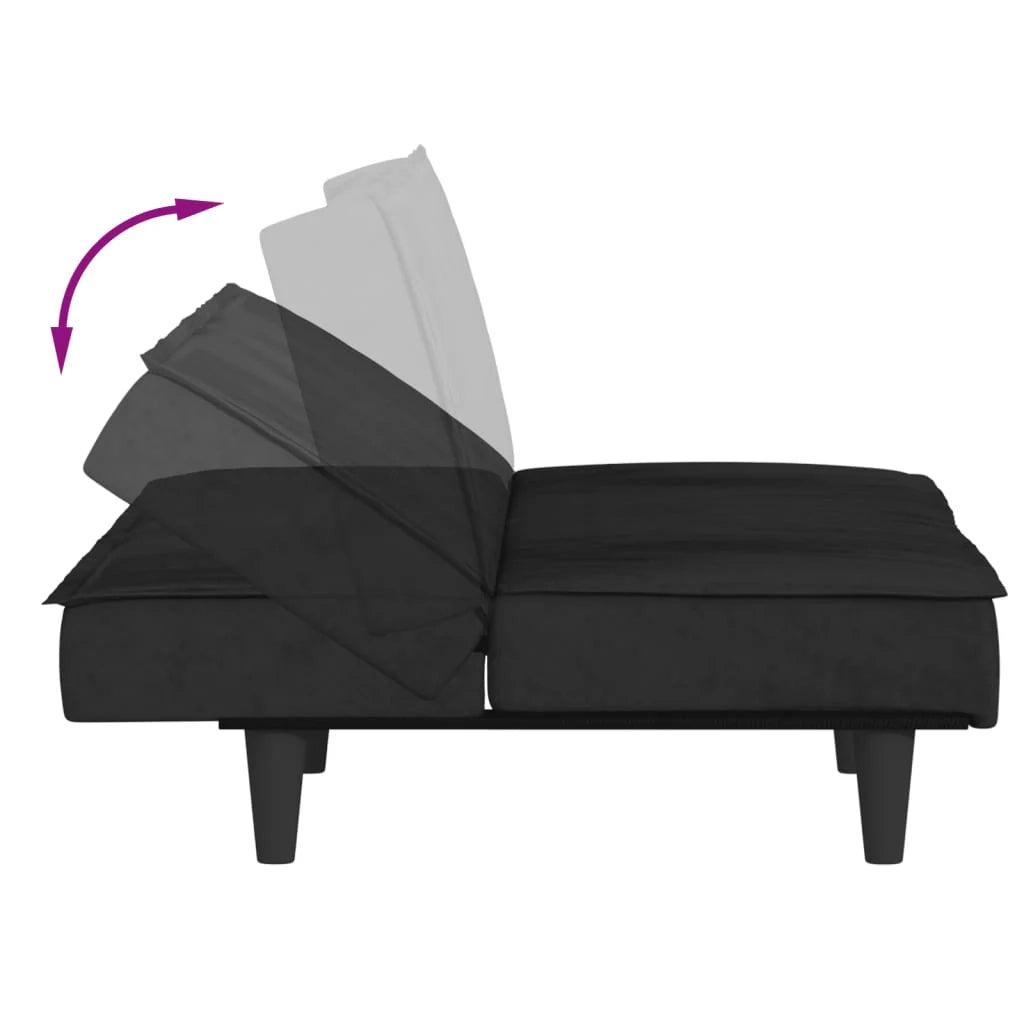 Divano letto 200 x 89 x 70 cm velluto nero 02_0019833