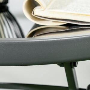 Set Tavolino e 2 Sedie Pieghevoli da Giardino  in Metallo Grigio Chiaro