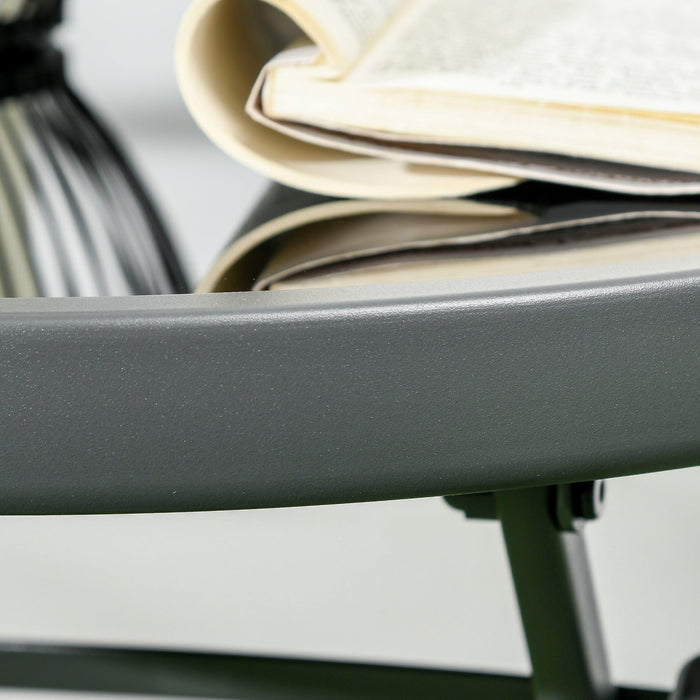 Set Tavolino e 2 Sedie Pieghevoli da Giardino  in Metallo Grigio Chiaro