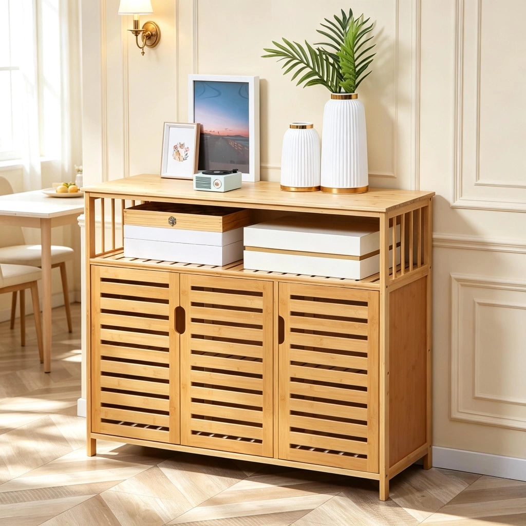 MADIA in bambù naturale 100x35x82 cm con ripiano aperto