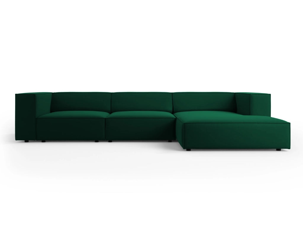 Cosmopolitan Design - Divano angolare destro "Arendal" 4 posti in velluto verde bottiglia 