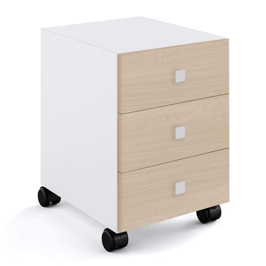 Lineabeta - Base 3 cassetti con ruote Runner in bianco / rovere naturale