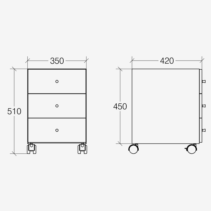 Lineabeta - Base 3 cassetti con ruote Runner in acciaio bianco
