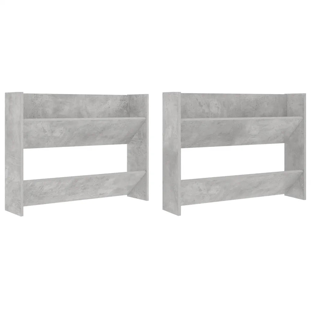 Scarpiere a Muro 2 pz Grigio Cemento 80x18x60 cm in Truciolato