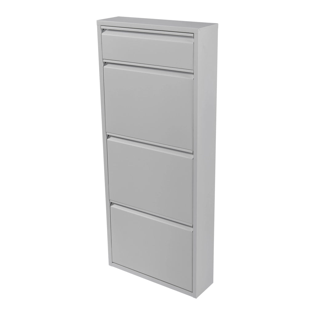 Scarpiera Sokndal con 3+1 Contenitori Ribaltabili Portascarpe in Metallo - Bianco [en.casa]