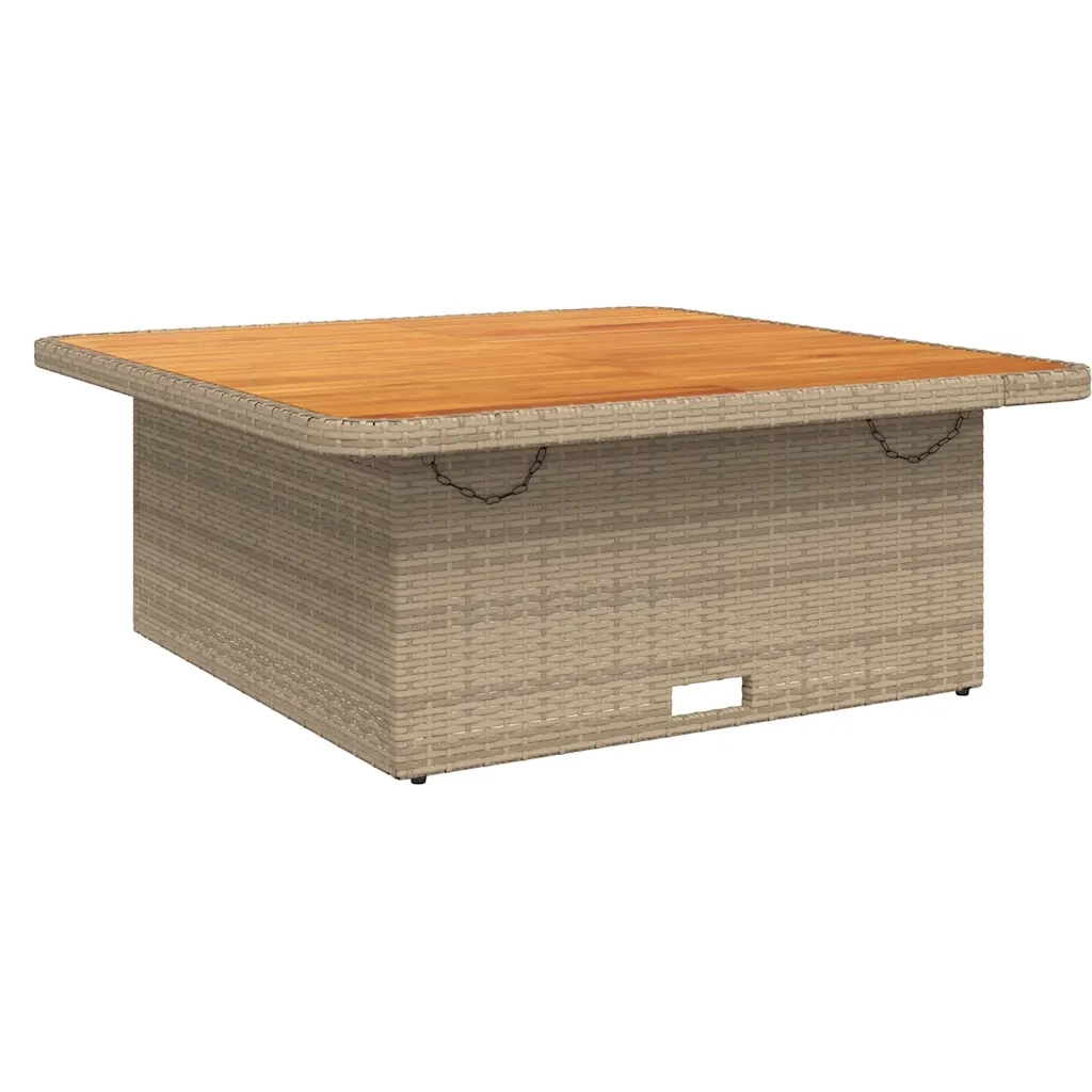 Tavolo da Giardino | Tavolino da esterno Beige 110x110x71cm Polyrattan e Legno Acacia