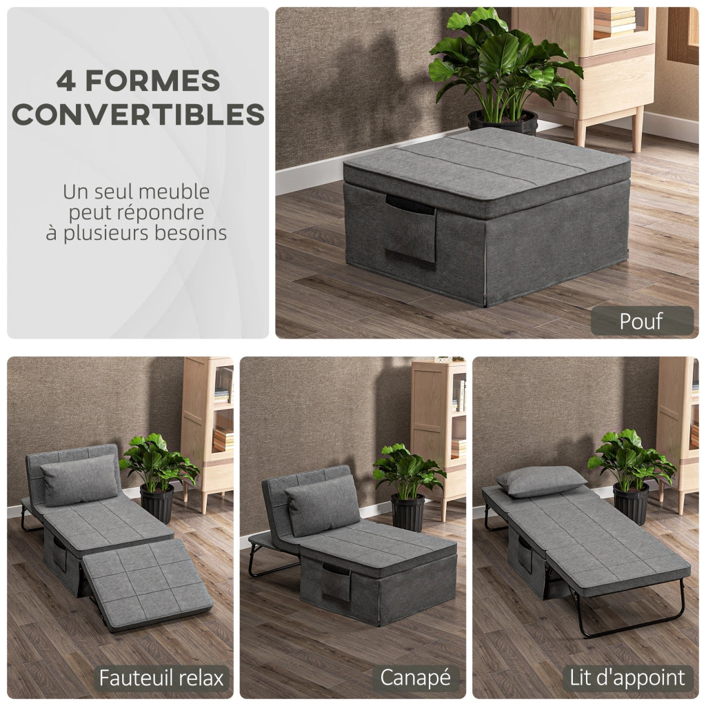 Poltrona letto chaise longue con pouf ¨C zephmum ¨C grigio