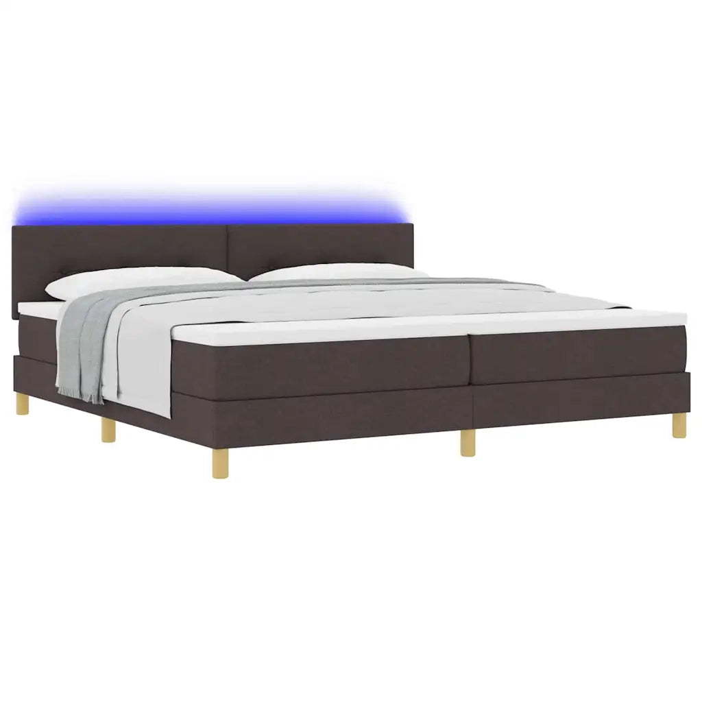Letto a Sorgente LED Marrone Scuro 200 x 200 cm Tessuto 3342467