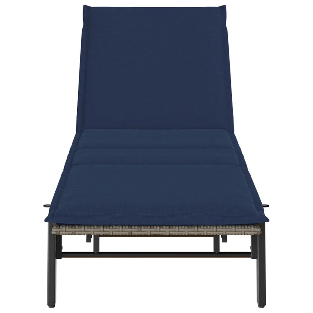 Lettino Prendisole con Cuscino Grigio in Polyrattan 4104086