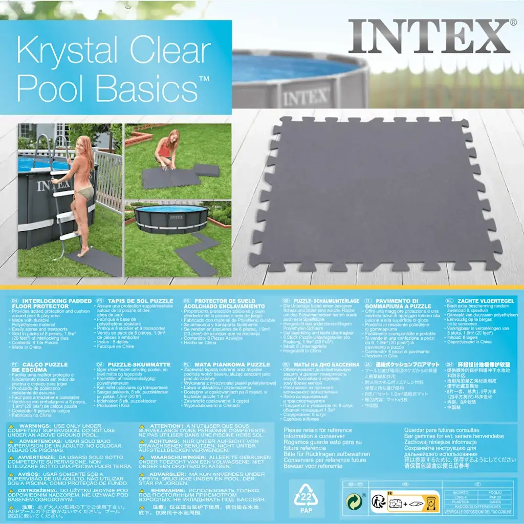 INTEX Protezione Pavimento Morbida ad Incastro 8 pz 50x50x0,5 cm 1,9m² 92557