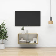 Mobile TV Parete Rovere Sonoma e Bianco 37x37x72 cm Multistrato 805476