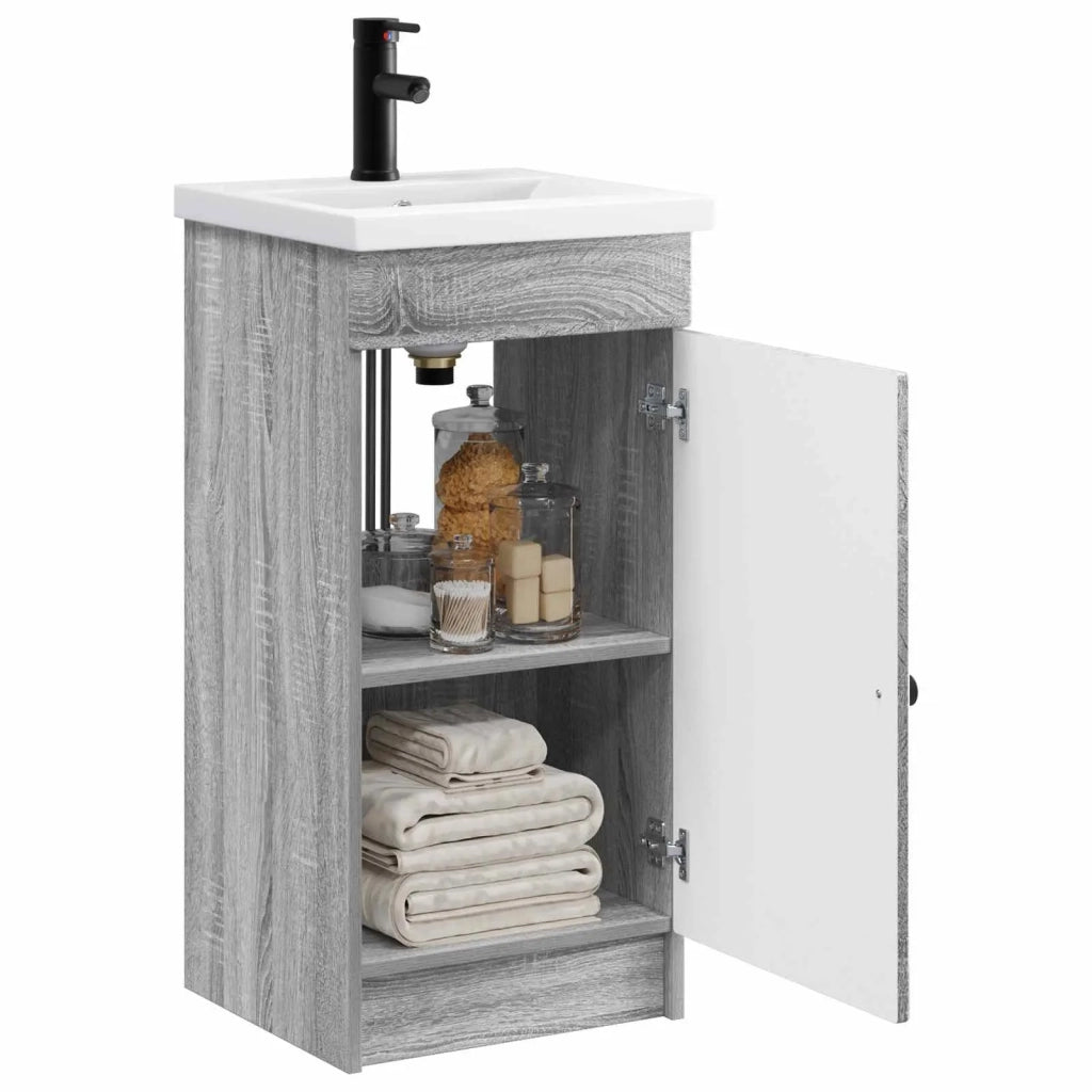 Mobile da bagno con lavabo Sonoma grigio 42 x 40 x 84,5 cm 890060