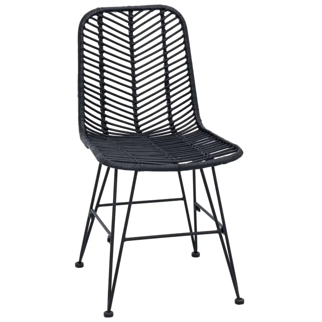 Sedia da pranzo 2 pcs Nero 44 x 47 x 85 cm Rattan e Ferro 42011551