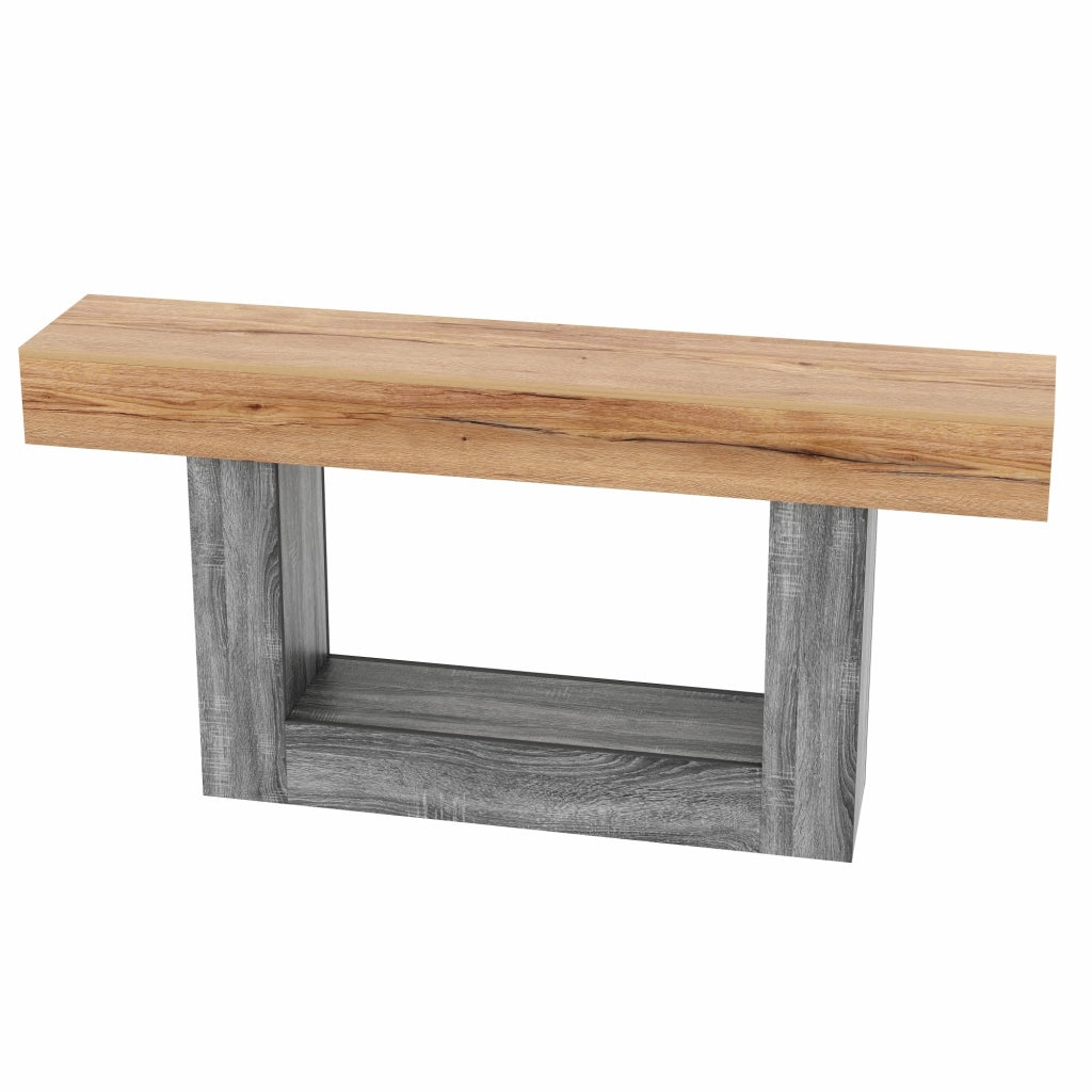 Consolle con piano spesso e vano aperto - per ingresso e soggiorno - in truciolare - 160×30×82.5 cm - naturale