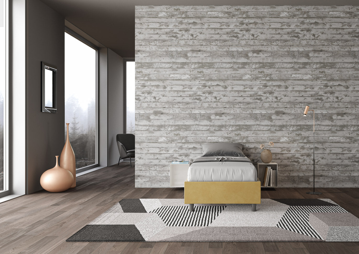 Letto Singolo Sommier 80x210 cm con Rete Azelia Ocra