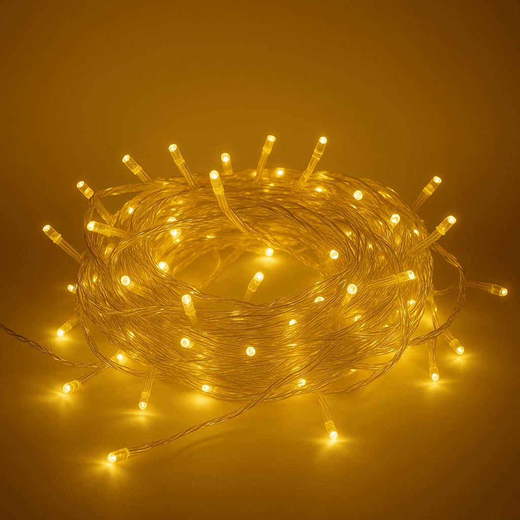 Luci Led per albero di natale decorazione con 8 giochi luce da 10/20/30/50 metri colori misti certificate IP65 prolungabile LUNGHEZZA: 10 mt - 100 led, COLORE LED: BIANCO CALDO