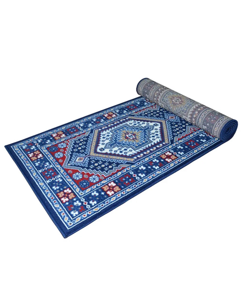 Tappeto passatoia ROYAL SHIRAZ 2065 BLU cm.100x200 motivo moderno geometrico arredo casa corsia arredo casa