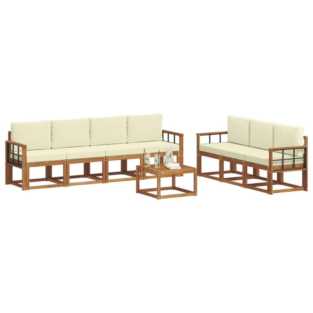 Set di divani da esterno con cuscino 8 pcs Naturale e Crema 3366123