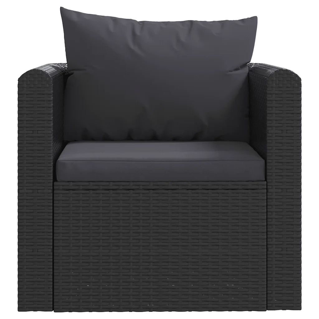 Poltrona con Cuscini in Polyrattan Nero cod mxl 73032