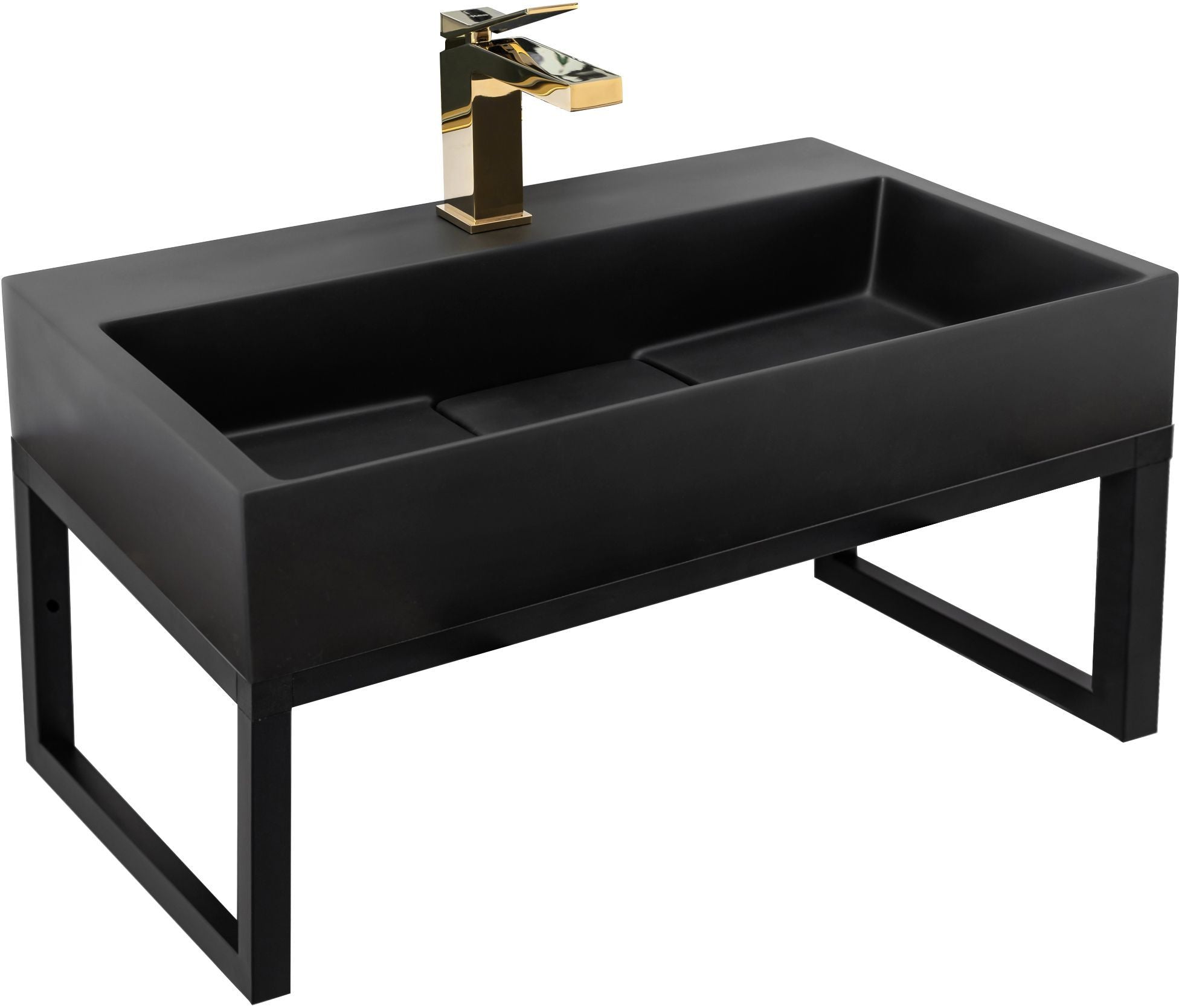 Lavabo In Conglomerato Goya Black Mat70cm + Telaio