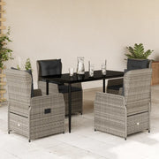 Set da Pranzo da Giardino 5 pz con Cuscini in Polyrattan Grigiocod mxl 93178