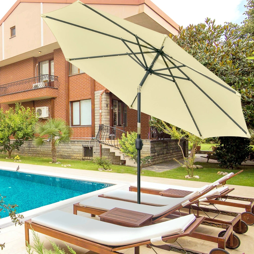 Ombrellone da Giardino ¨C Zephmum ¨C Beige, Acciaio, ?265 cm