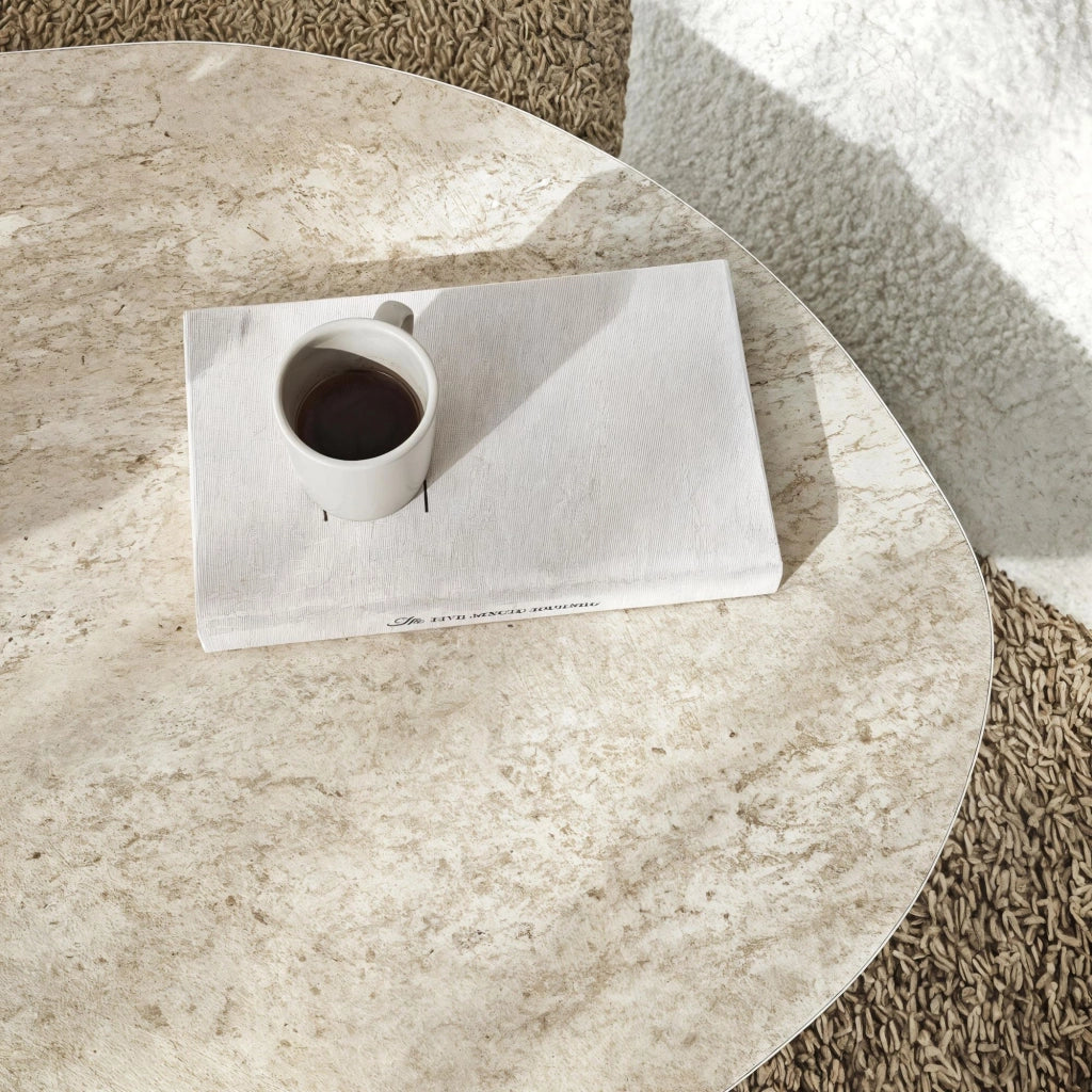 Lozza, Tavolino da Salotto Forma Ovale, 100x60x35h cm Bianco Marmo