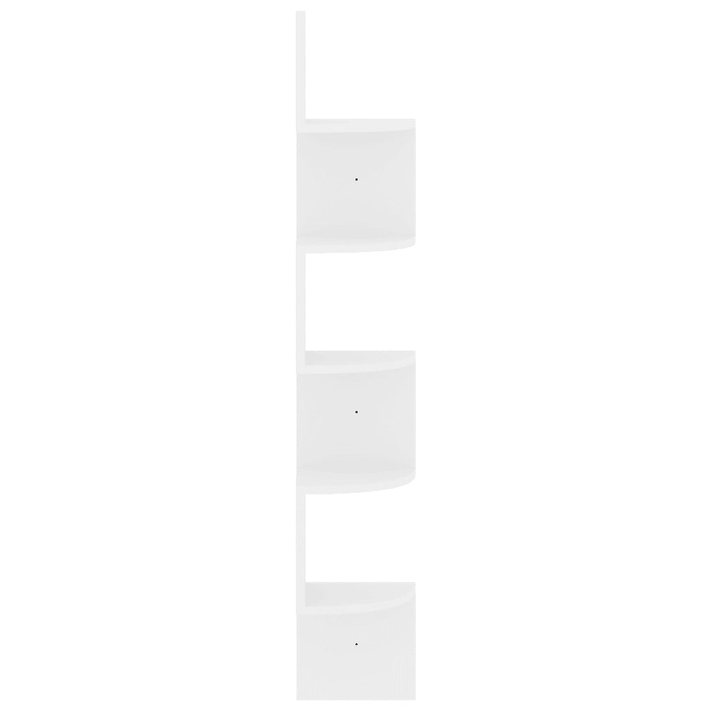 Scaffale Angolare a Muro Bianco Lucido 19x19x123 cm Multistrato 326837