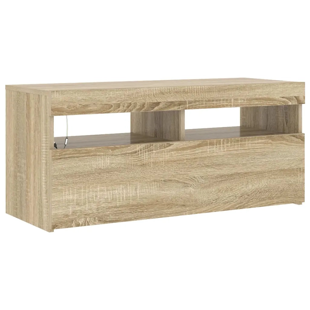 Mobile Porta TV con Luci LED Rovere Sonoma 90x35x40 cm 804385