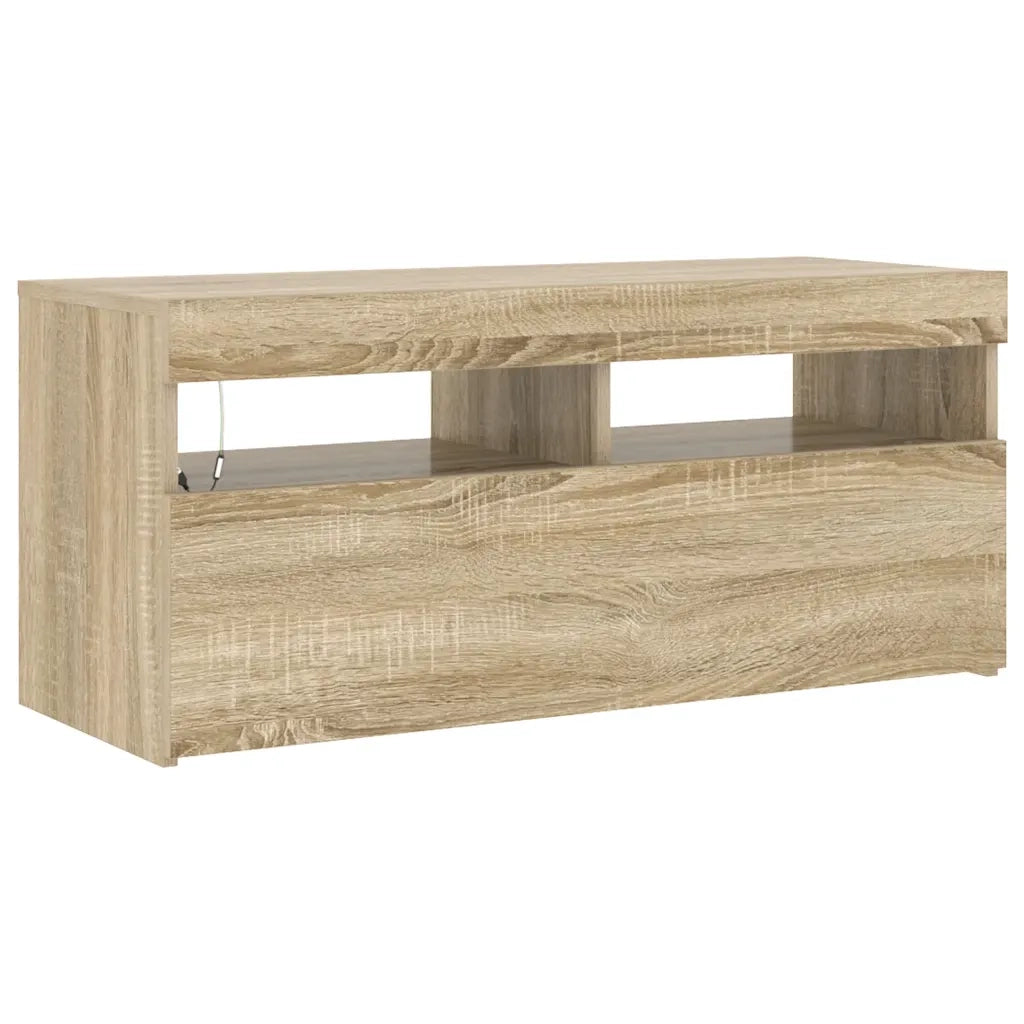 Mobile Porta TV con Luci LED Rovere Sonoma 90x35x40 cm 804385